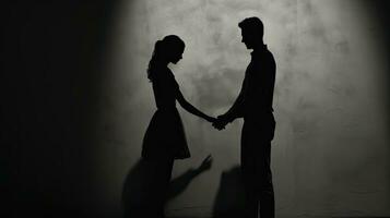 silhouette couple s mains monochrome avec vignette photo