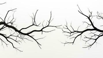 arbre branches dans silhouette sur une blanc toile de fond photo