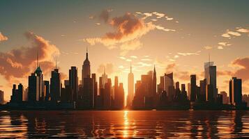lever du soleil Urbain vue de Nouveau york ville grattes ciels silhouette photo