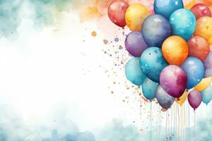 aquarelle anniversaire Contexte avec des ballons photo