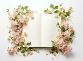vide livre avec fleurs photo