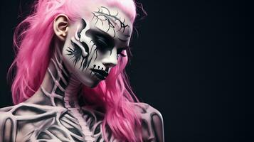 magnifique modèle avec Halloween maquillage photo