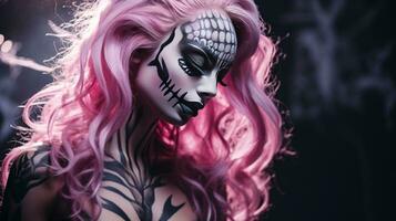 magnifique modèle avec Halloween maquillage photo