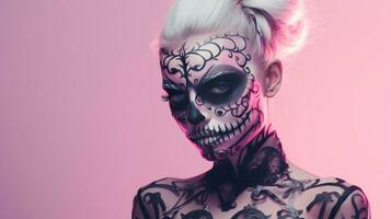 magnifique modèle avec Halloween maquillage photo