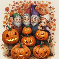 Halloween citrouilles avec amis photo