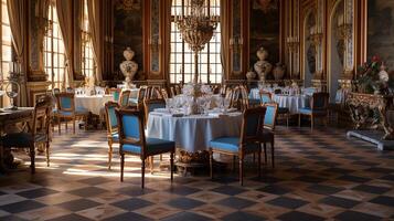 photo de le à manger pièce à le palais de Versailles, France. génératif ai