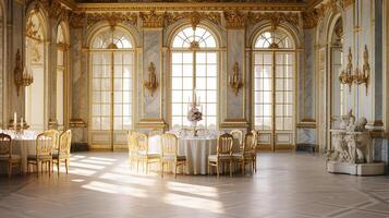 photo de le à manger pièce à le palais de Versailles, France. génératif ai