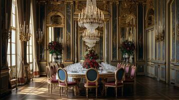 photo de le à manger pièce à le palais de Versailles, France. génératif ai