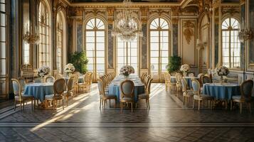 photo de le à manger pièce à le palais de Versailles, France. génératif ai