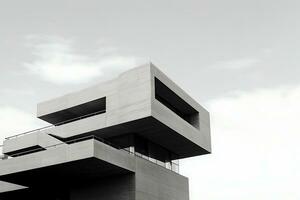 unique moderne Bureau de affaires bâtiments gratte-ciel, noir et blanche. ai généré. photo