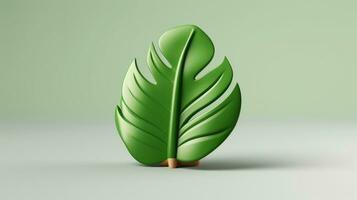 3d maquette feuille de arbre et plante. écologie, bio et Naturel des produits concept, proche en haut vue de feuilles composition, minimal style, génératif ai illustration photo