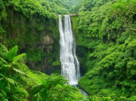 cascade dans le jungle ai généré photo