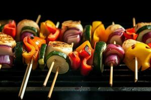 brochettes des légumes gril coquilles saint-jacques. produire ai photo