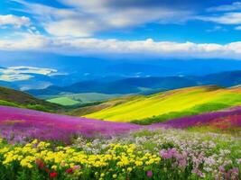 magnifique fleurs dans le montagnes ai généré photo