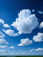 une champ avec certains des nuages dans le ciel ai généré photo