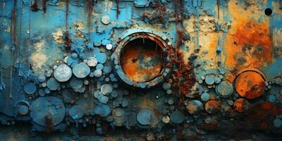 génératif ai, rouillé bleu et turquoise métal Contexte. grunge vieux mur texture photo