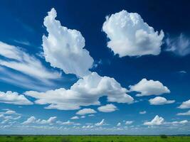 une grand champ avec une bleu ciel et des nuages ai généré photo