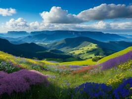 magnifique fleurs dans le montagnes ai généré photo