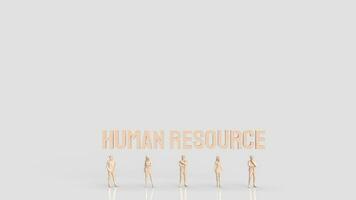 le Humain Ressources texte et Humain figure pour affaires concept 3d le rendu photo