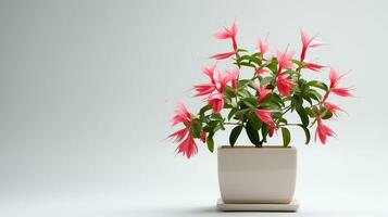 photo de fuchsia fleur dans pot isolé sur blanc Contexte. génératif ai