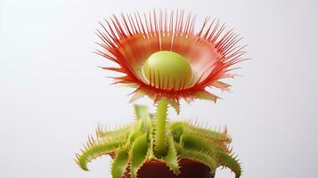 photo de magnifique Vénus attrape-mouche fleur isolé sur blanc Contexte. génératif ai