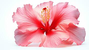 photo de magnifique hibiscus fleur isolé sur blanc Contexte. génératif ai