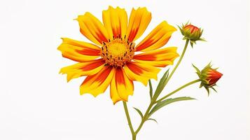 photo de magnifique coréopsis fleur isolé sur blanc Contexte. génératif ai