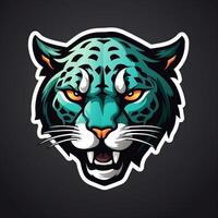 jaguar tête mascotte esport logo vecteur illustration avec isolé Contexte génératif ai photo