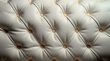 rembourré blanc cuir tapisser modèle cuir texture avec boutons génératif ai photo