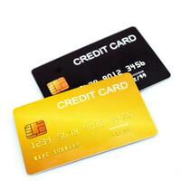 concept de finance, bancaire et crédit cartes isolé sur blanc, pour utilisation dans financier questions. photo