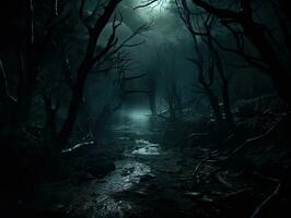 Halloween paysage de effrayant forêt scène photo
