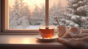 tasse de thé avec cannelle ai généré photo