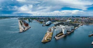 aérien panorama de indre osterbro, nordhavnen les quartiers. photo