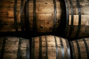 whisky barils Contexte. produire ai photo