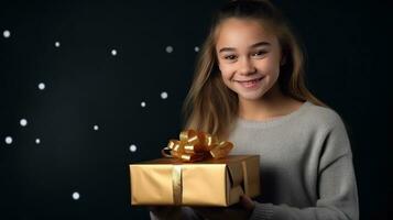 fille avec boîte-cadeau photo