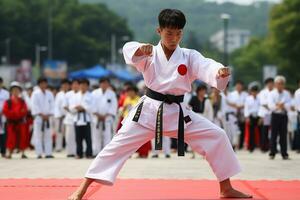 asiatique nationale martial les arts homme. génératif ai photo