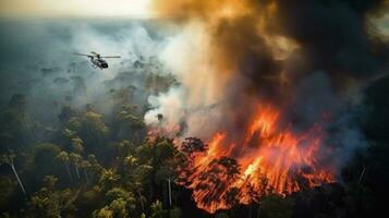 Feu dans le tropical forêt photo