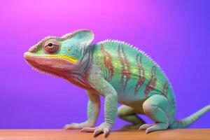 très mignonne caméléon dans la nature large la vie animaux. ai généré. photo