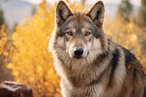 Loup dans la nature large la vie animaux. ai généré. photo