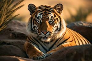 tigre dans la nature large la vie animaux. ai généré. photo