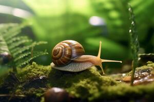 escargot dans la nature large la vie animaux. ai généré. photo