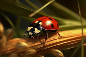 coccinelle dans la nature large la vie animaux. ai généré. photo