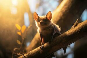 chauve souris dans la nature large la vie animaux. ai généré. photo