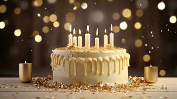 d'or anniversaire gâteau Contexte photo