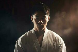 asiatique homme judo athlète. produire ai photo