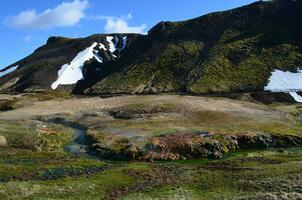 écoulement chaud printemps dans rural hveragerdi Islande photo