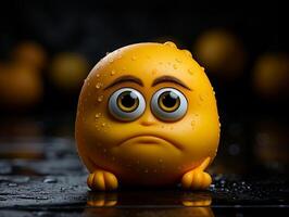 Jaune triste emoji avec isolé Contexte génératif ai photo