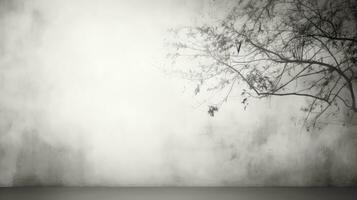 gris feuilles et des arbres reflétant béton des murs déchue branches sur blanc surfaces. silhouette concept photo