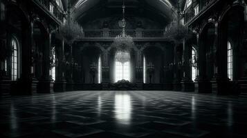 le vieilli opulent palais salle avec monochrome tons. silhouette concept photo