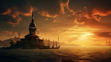 la tour dans Istanbul Turquie. silhouette concept photo